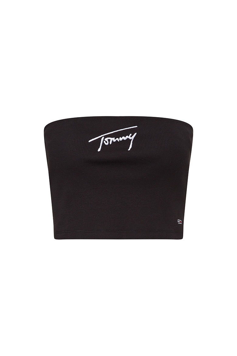 Tommy Jeans Top - TJW CROP SIGNATURE TUBE TOP black