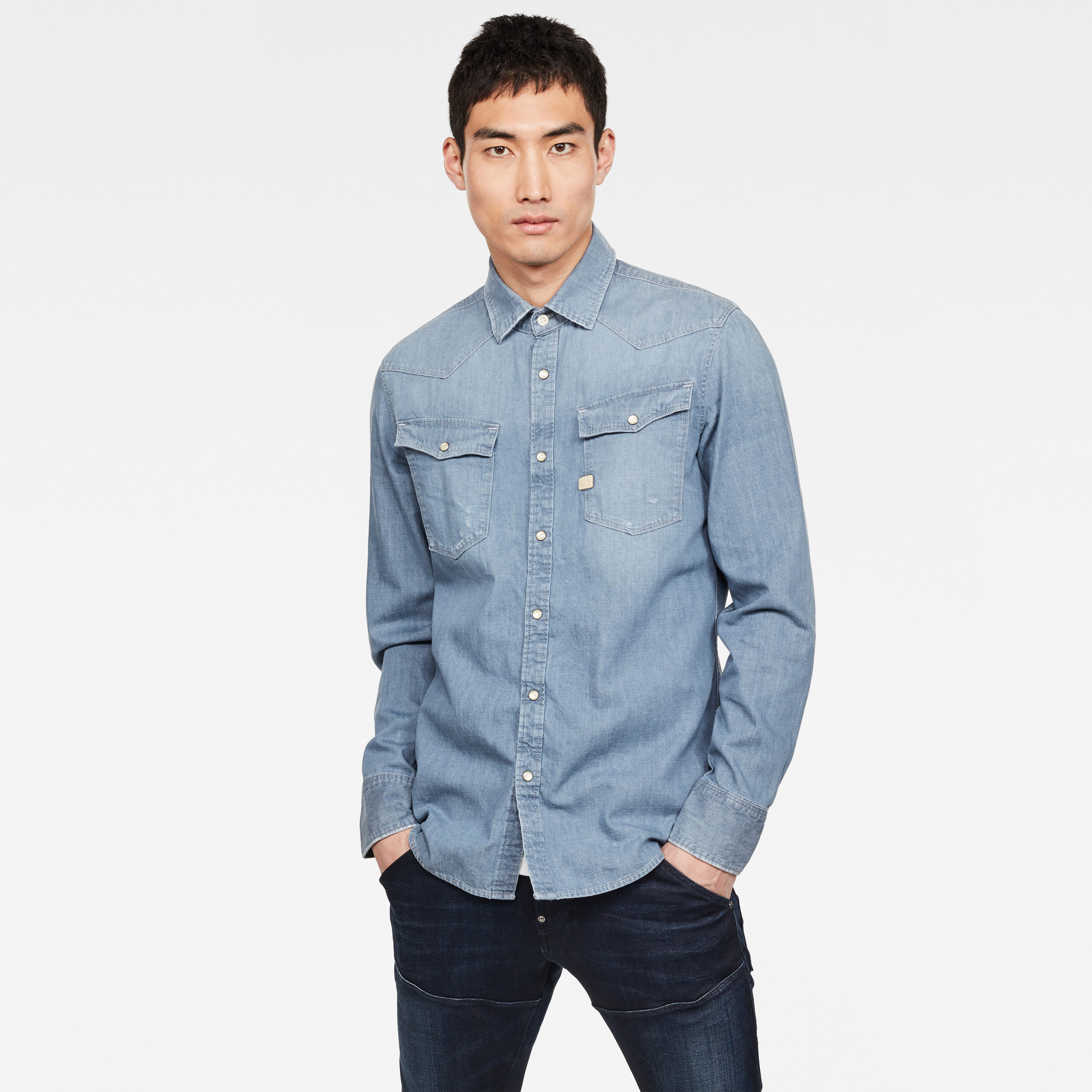 G-STAR Shirt - 3301 Slim Shirt Ls Blue-grey