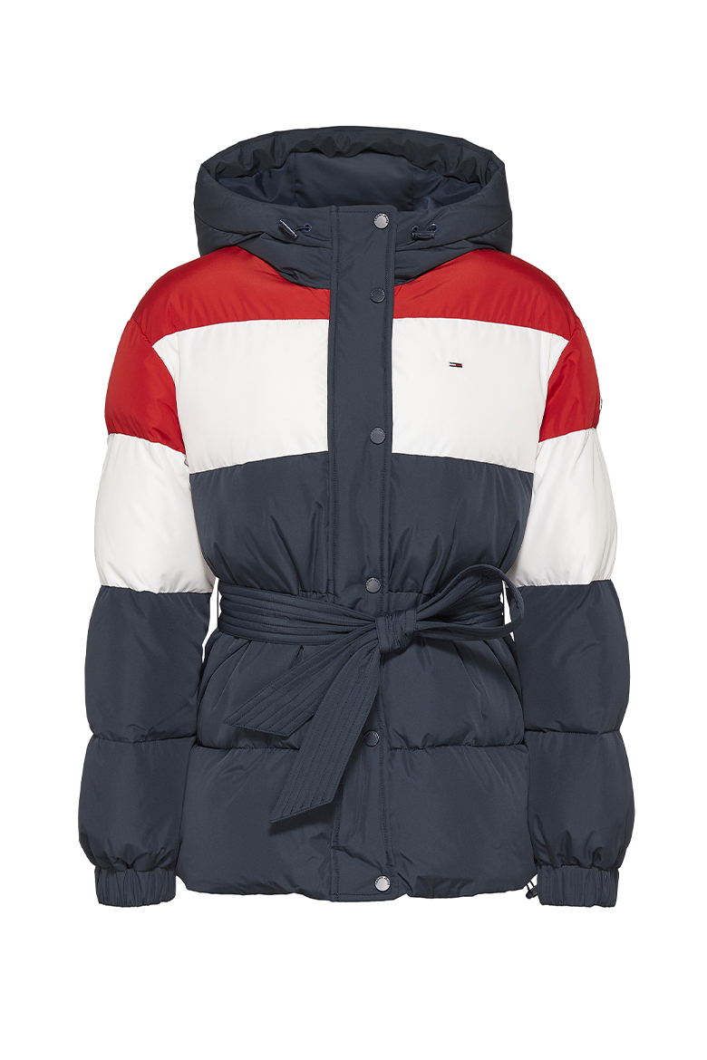 Tommy Jeans Jacket - TJW BELTED COLORBLOCK PUFFER blue