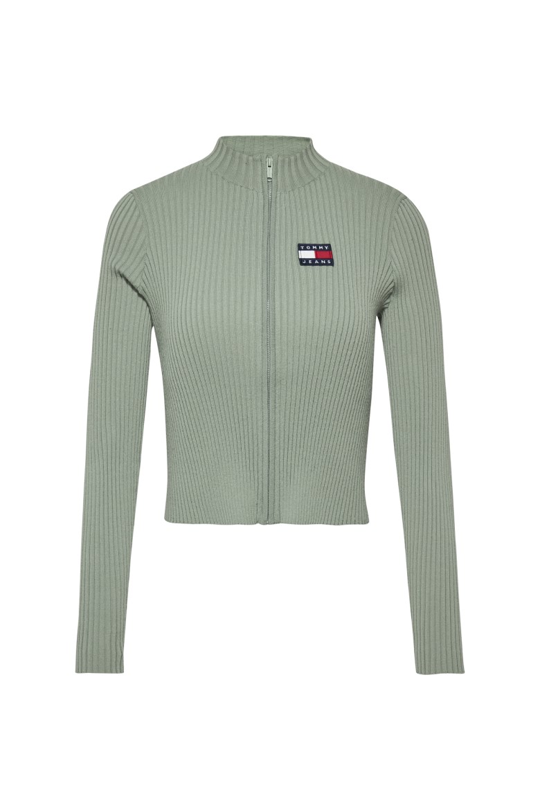 Tommy Jeans Sweater - TJW BADGE ZIPPER MARKET SWEATER green