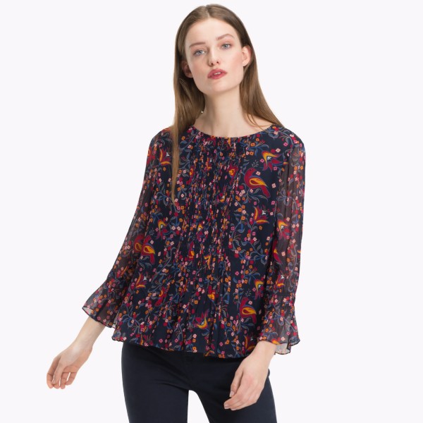 Tommy Hilfiger Blouse - SIMONE TOP 3/4 SLV Dark Blue