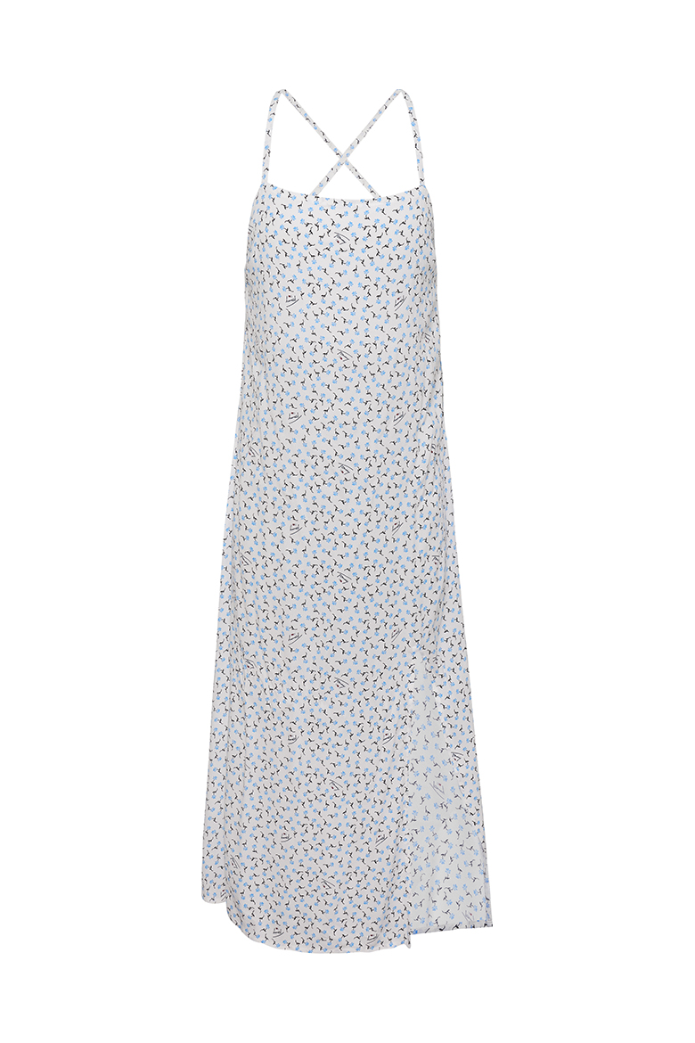 Tommy Jeans Dress - TJW PRINTED SIDE SLIT MIDI DRESS white