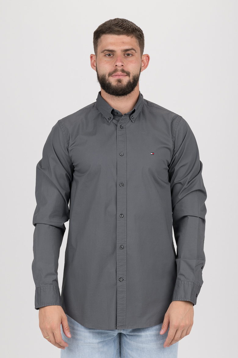 Shirt - TOMMY HILFIGER SLIM STRETCH POPLIN SHIRT Grey