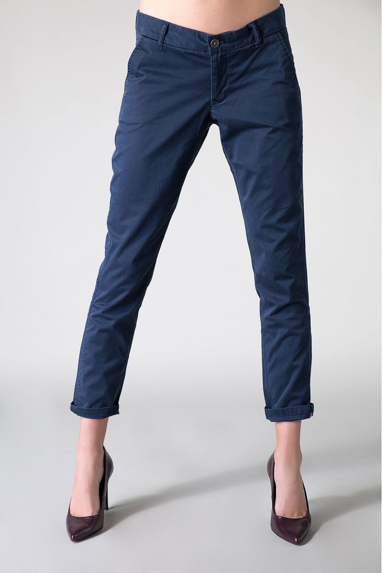 Tommy Jeans Pants - Hilfiger Denim THDW MID RISE BASIC CHINO 4 blue