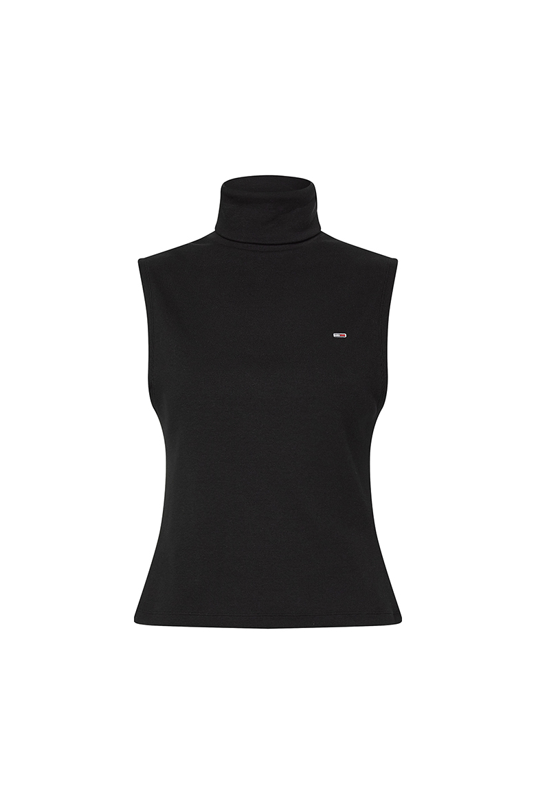 Tommy Jeans Turtleneck - TJW SLIM TURTLE NECK SLEEVLESS black