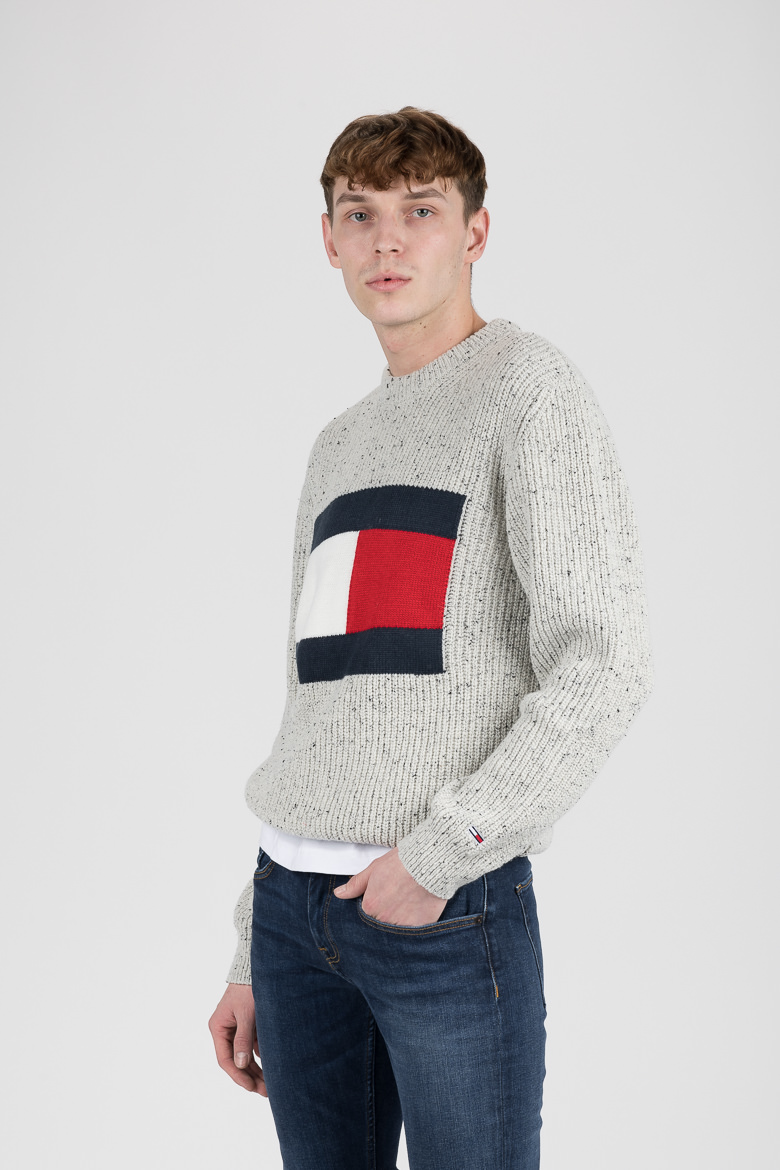 Tommy Jeans Sweater - TJM TOMMY FLAG SWEATER light grey