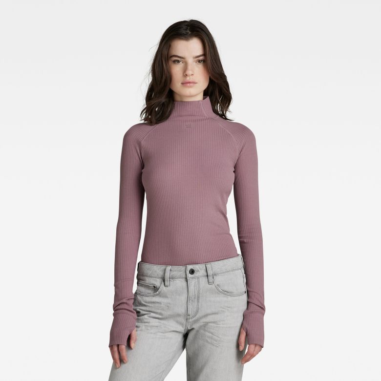 G-STAR Top - Rib mock slim l\s wmn purple