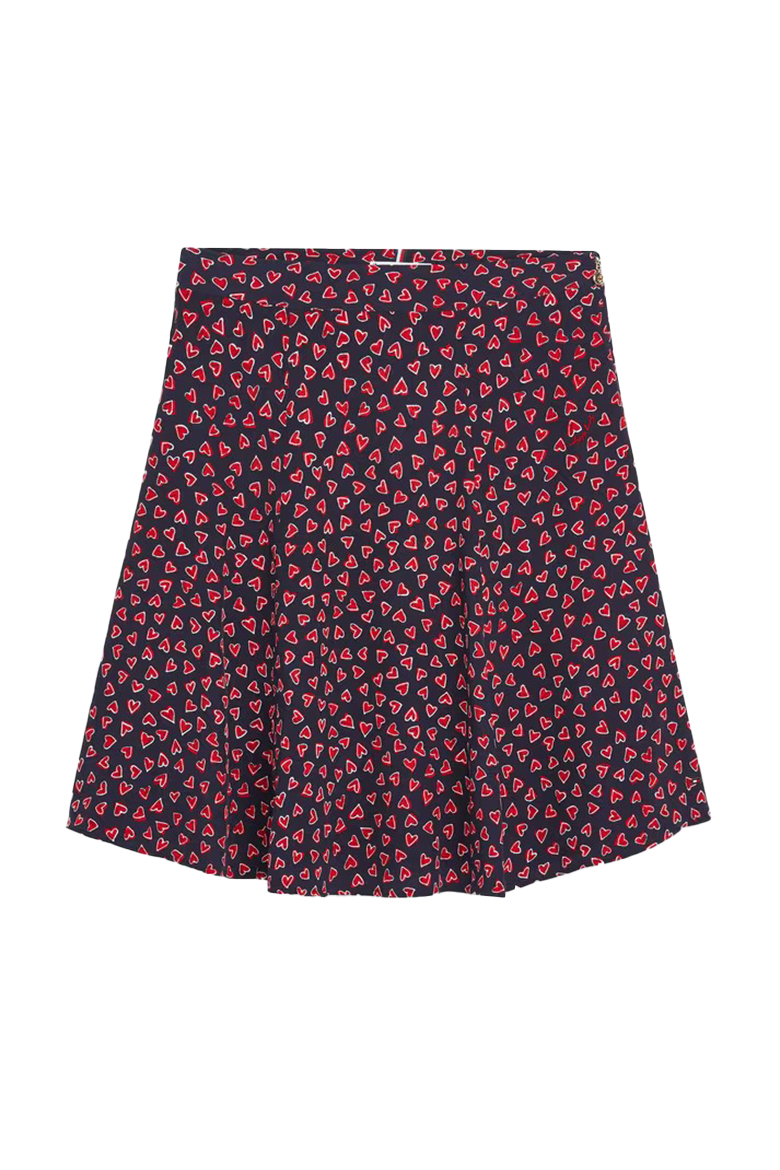 Tommy Hilfiger Skirt - ABO ALLOVER HEART VISCOSE SKIRT Blue