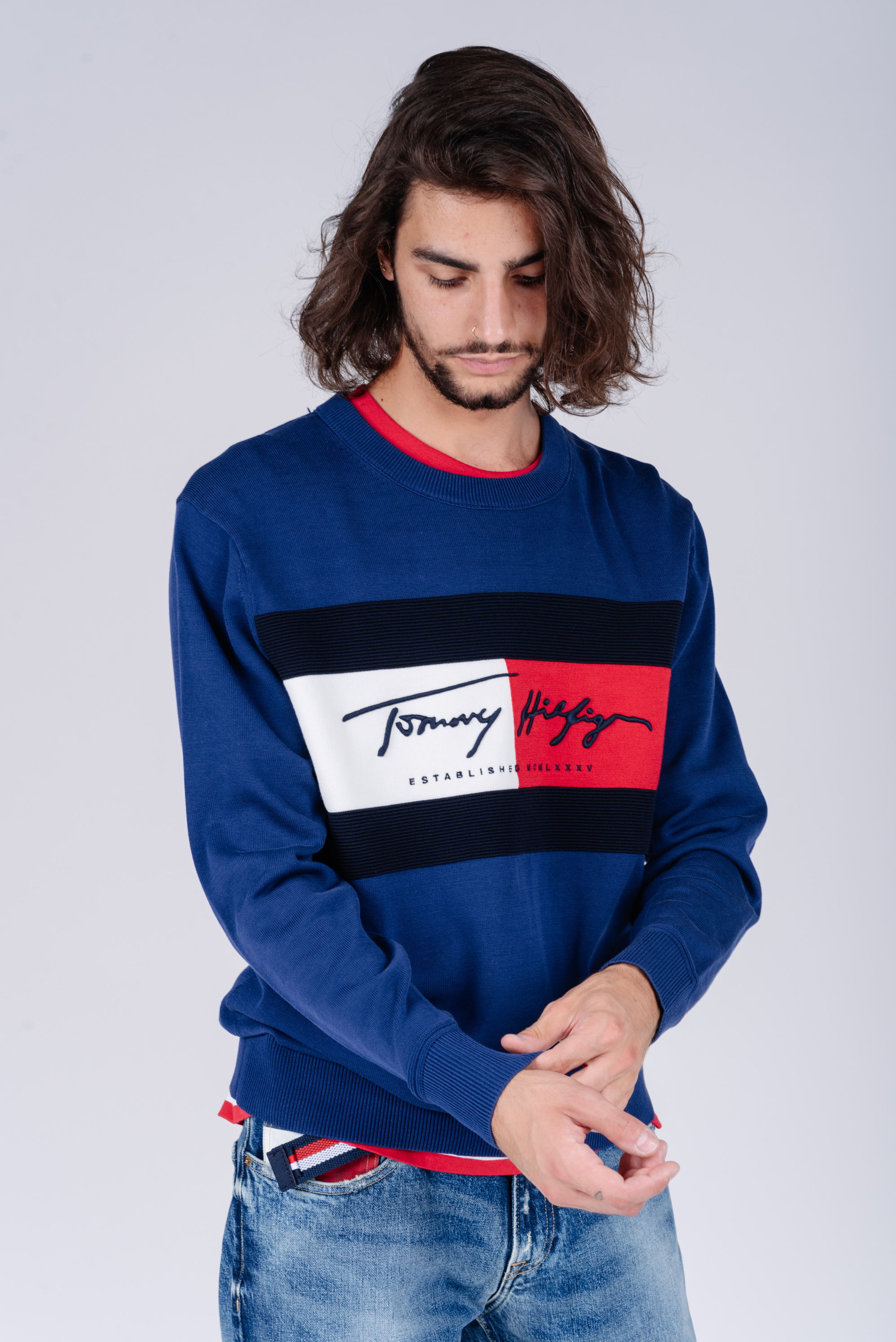Tommy Hilfiger Sweater - AUTOGRAPH FLAG SWEATER dark blue