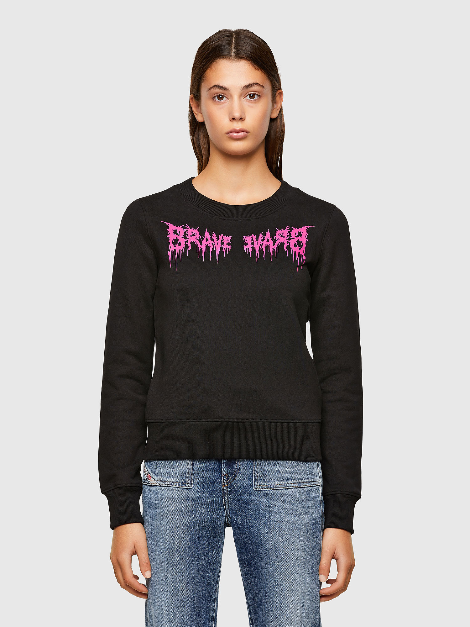 Diesel Sweatshirt - FAMOUS Black With Pink Inscription