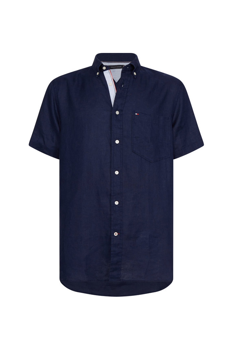 Tommy Hilfiger Shirt - LINEN SHIRT S/S dark blue