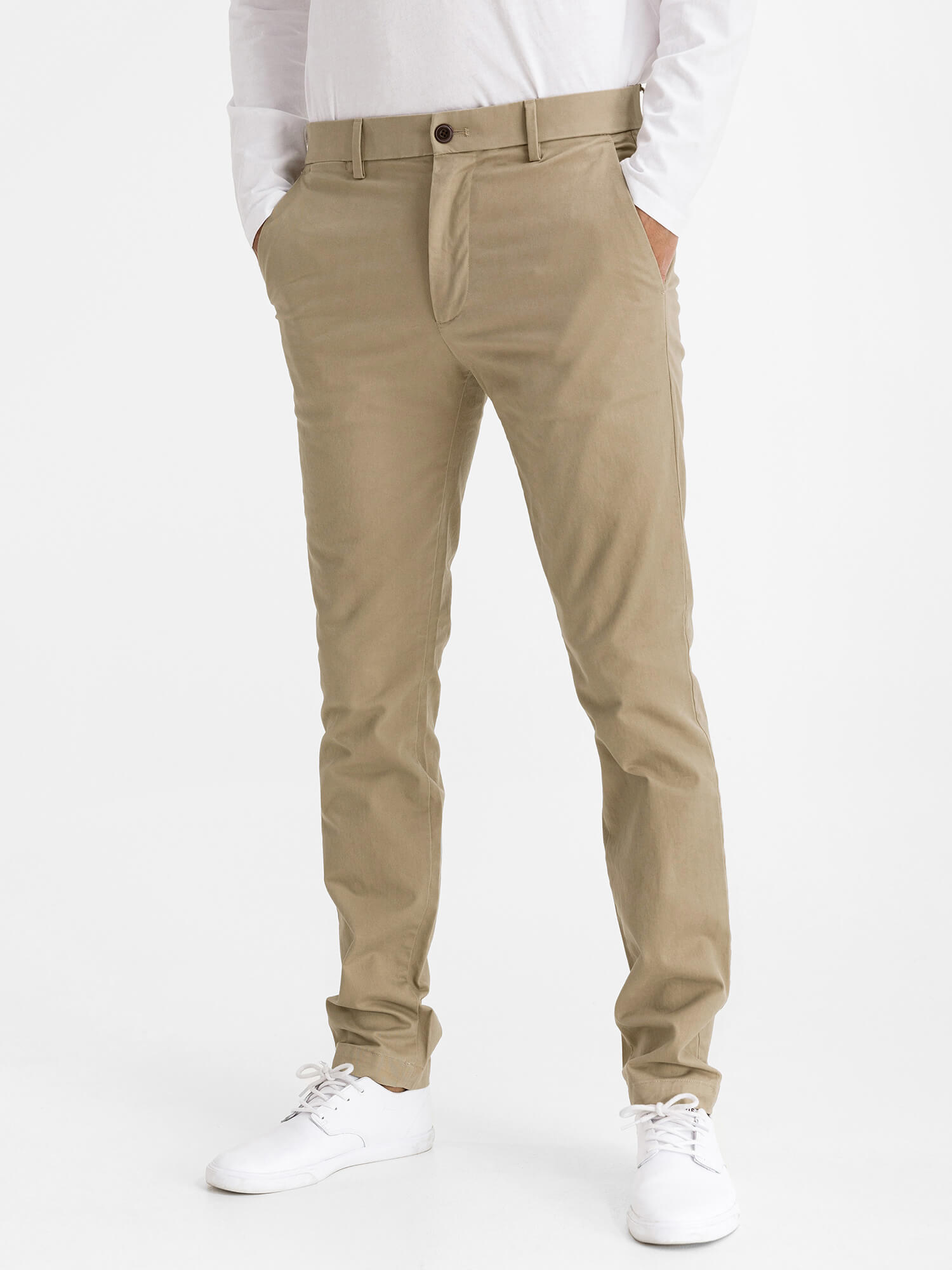 Beige Men's Trousers Modern Khakis In Skinny Fit With GapFlex