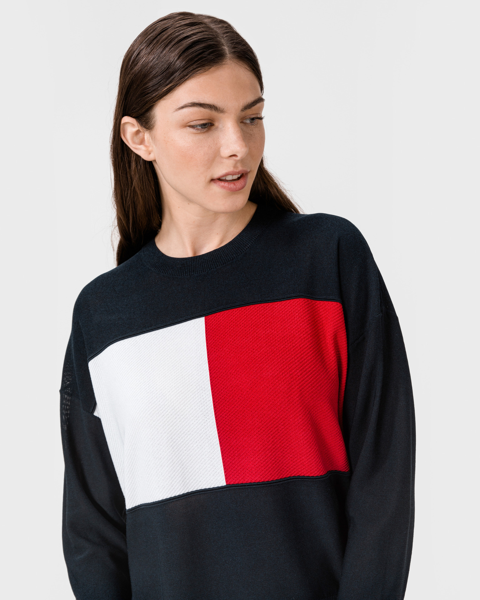 Tommy Hilfiger Sveter - ICON FLAG C-NK SWT Tmavomodrý