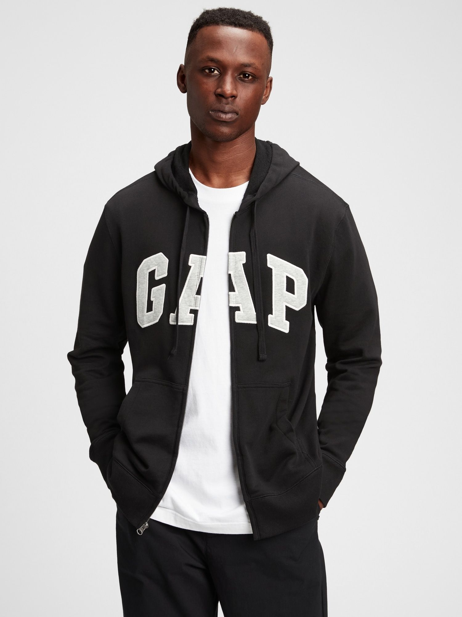 Black Men's Sweatshirt GAP Logo Arch Hoodie