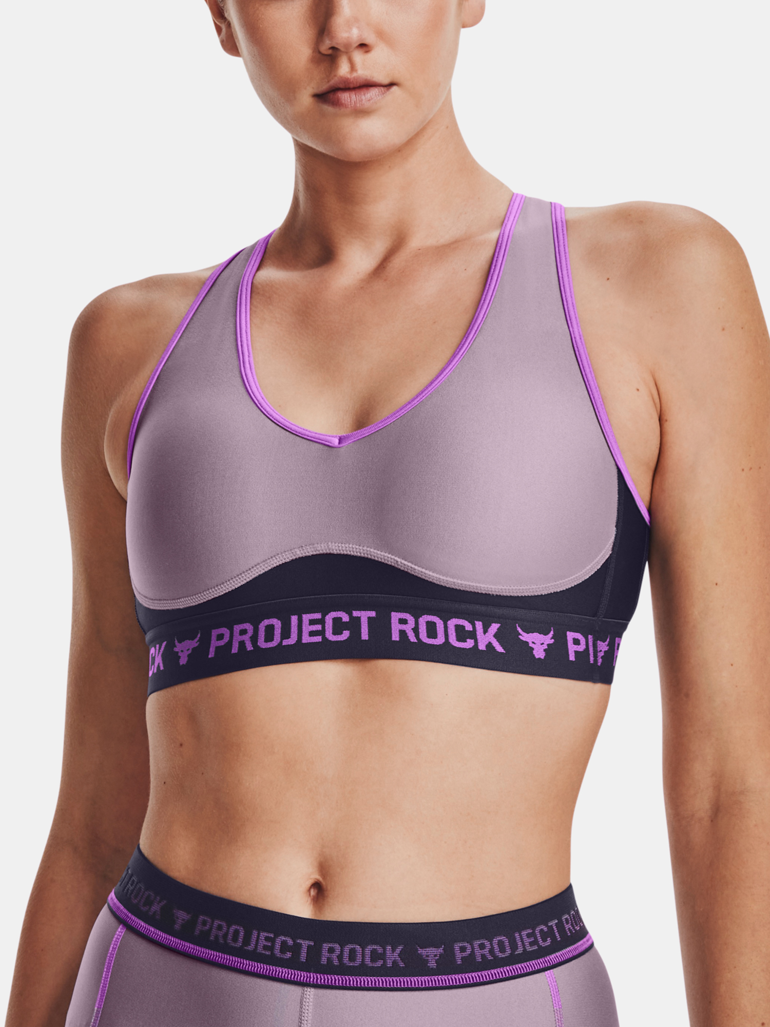 Světle fialová podprsenka Under Armour UA Pjt Rck Crsbck Dsrpt Bra