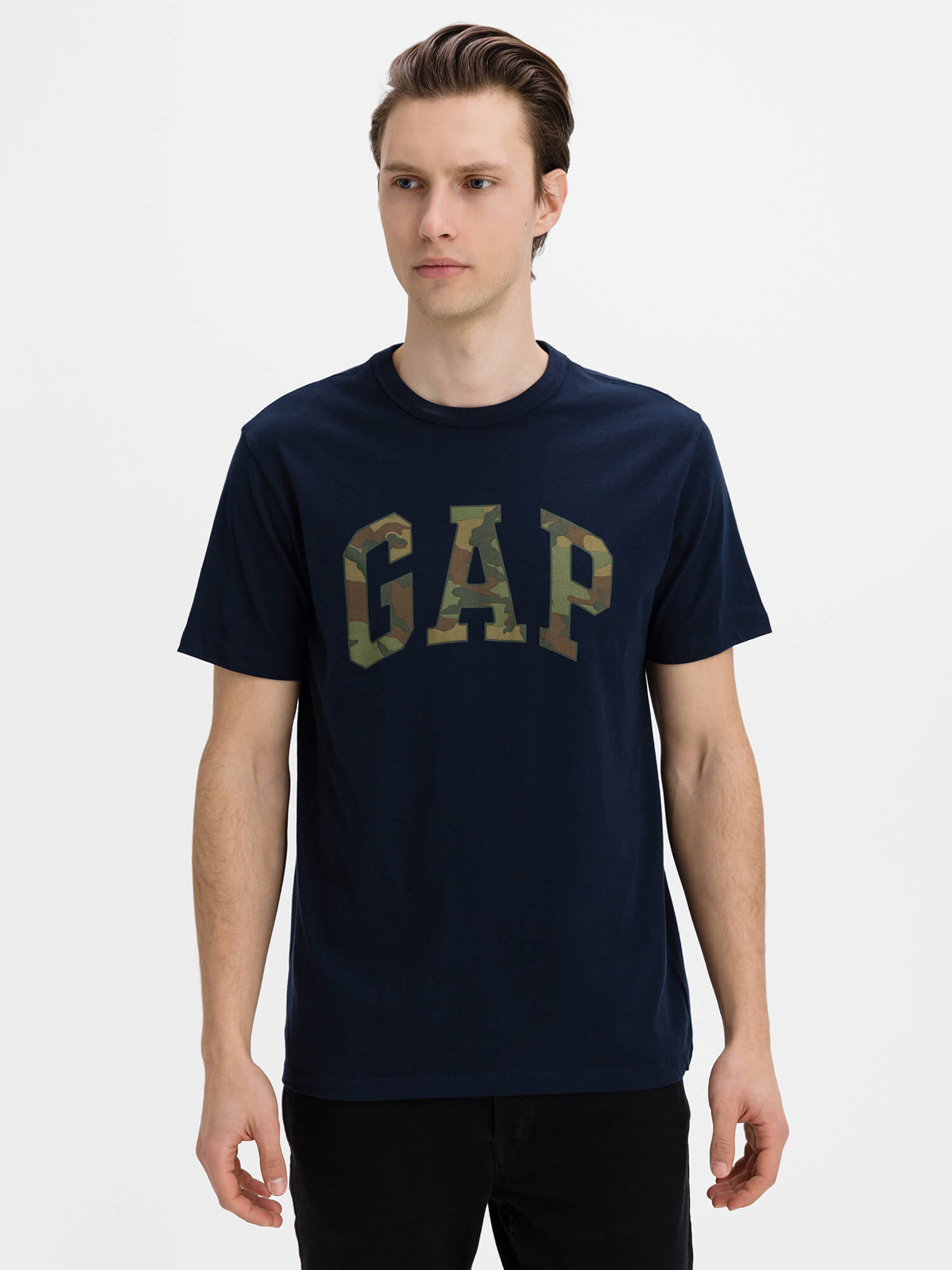 Blue Men's T-Shirt GAP Logo V-ss Camo Arch Tee