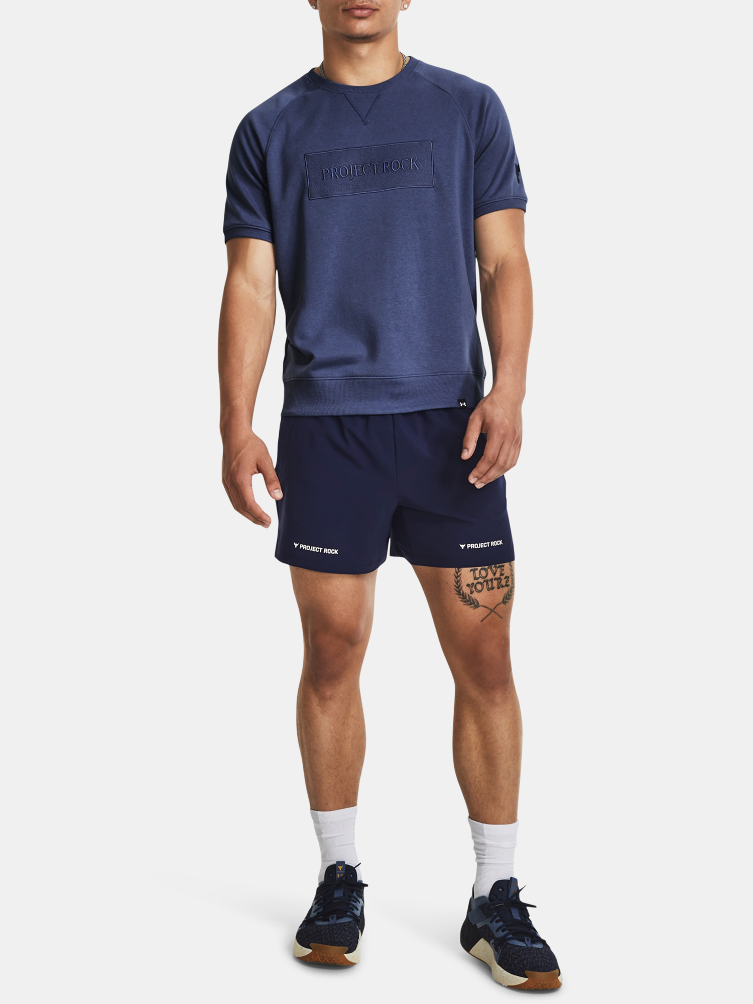 Tmavomodrá pánska športová mikina s krátkym rukávom Under Armour Pjt Rock Terry Gym Top