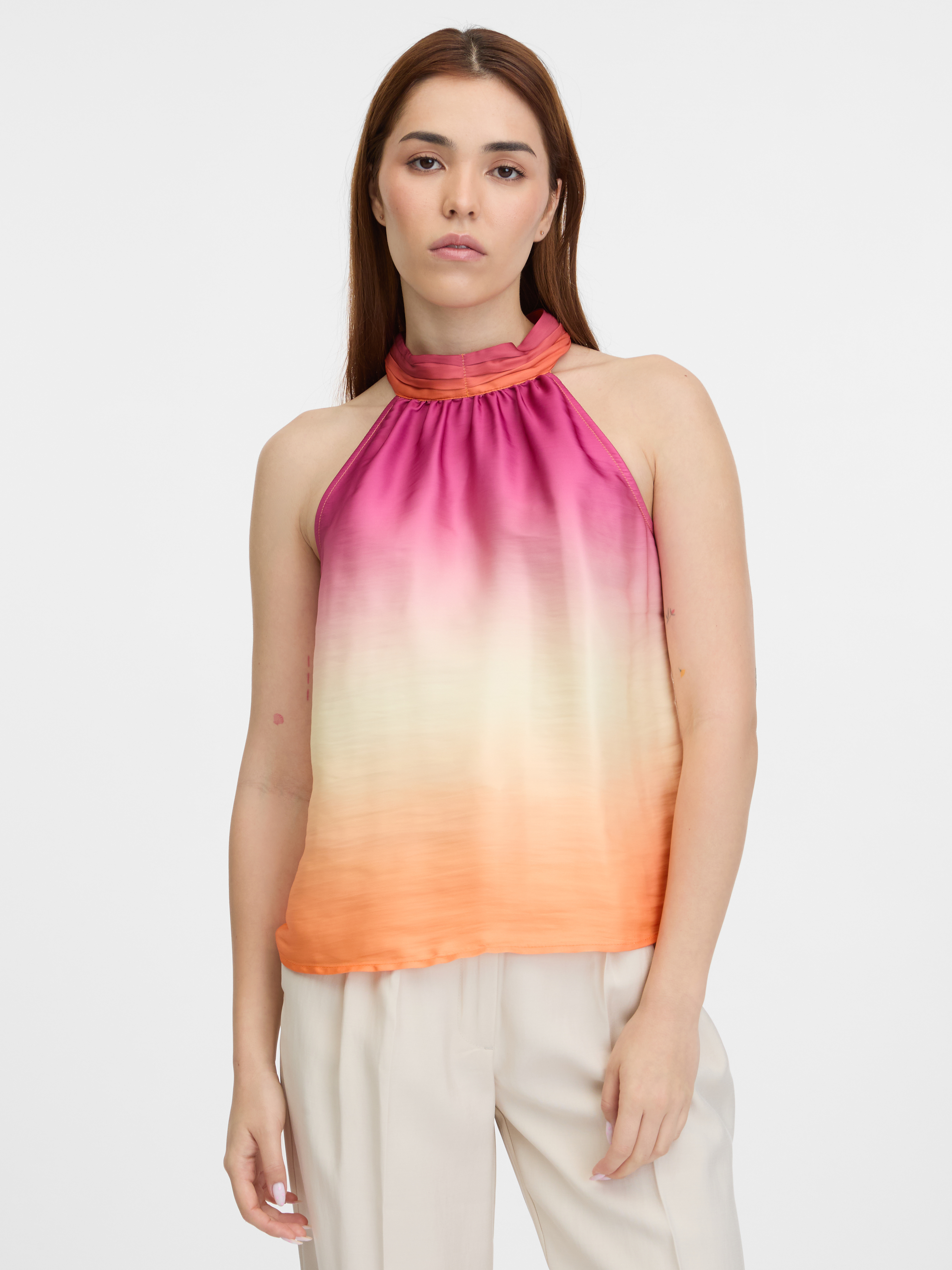 Womens pink-orange satin top ORSAY
