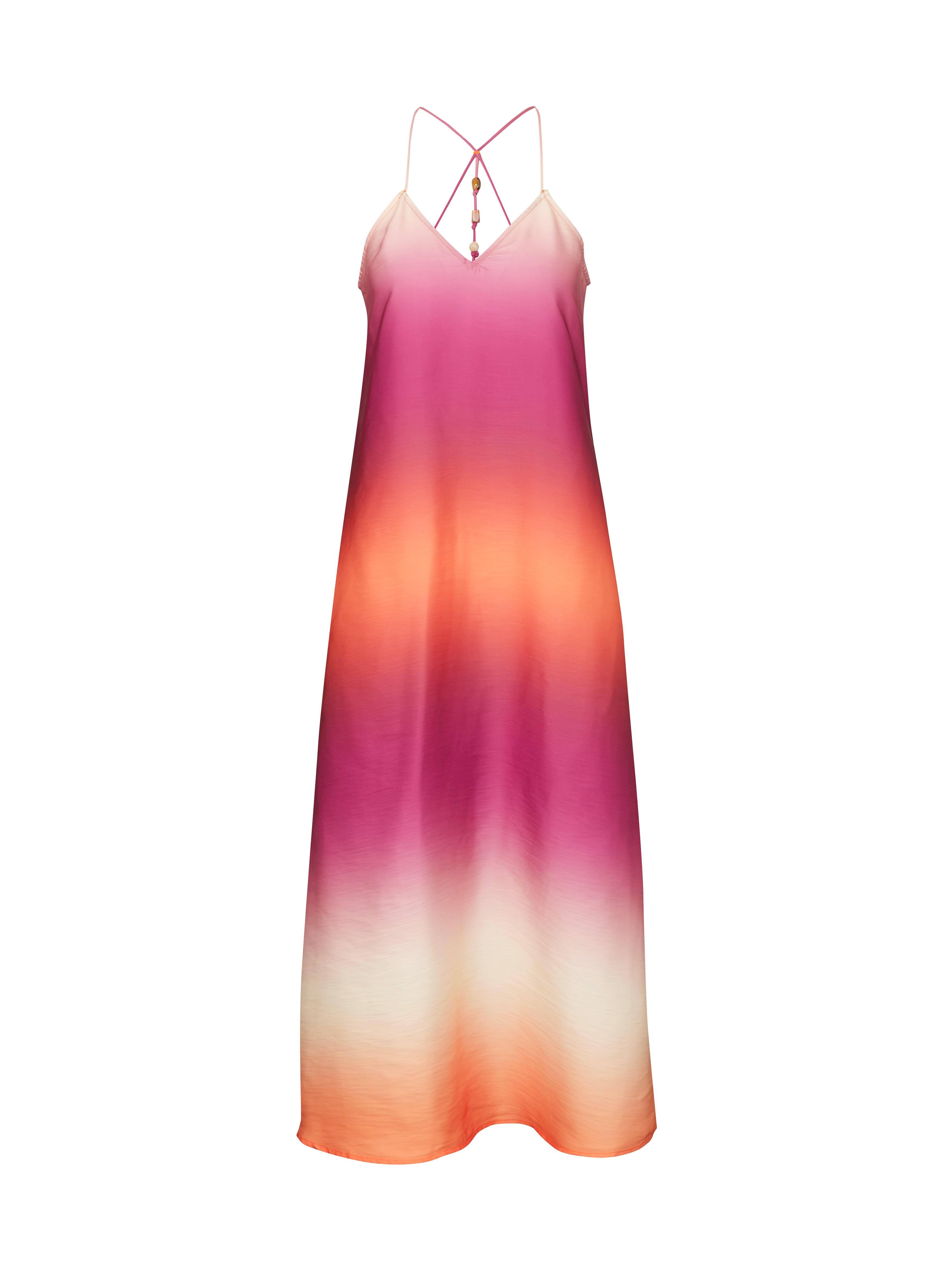 Women's orange-pink satin maxi dress ORSAY