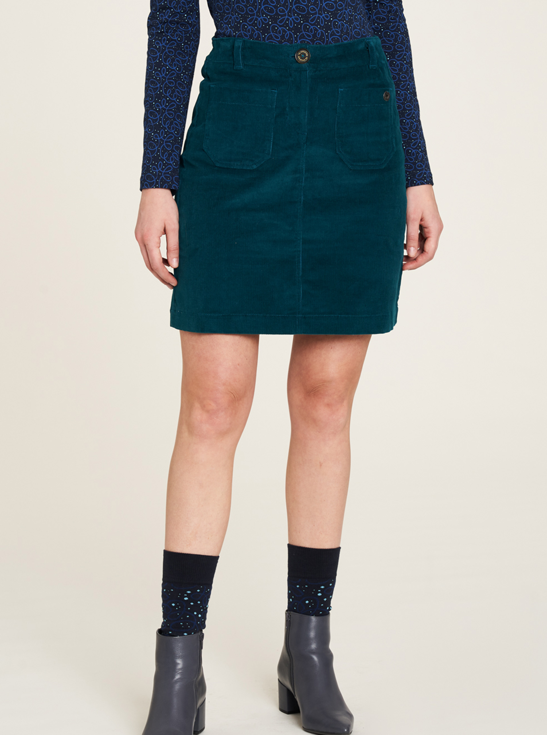 Tranquillo Corduroy Petrol Skirt