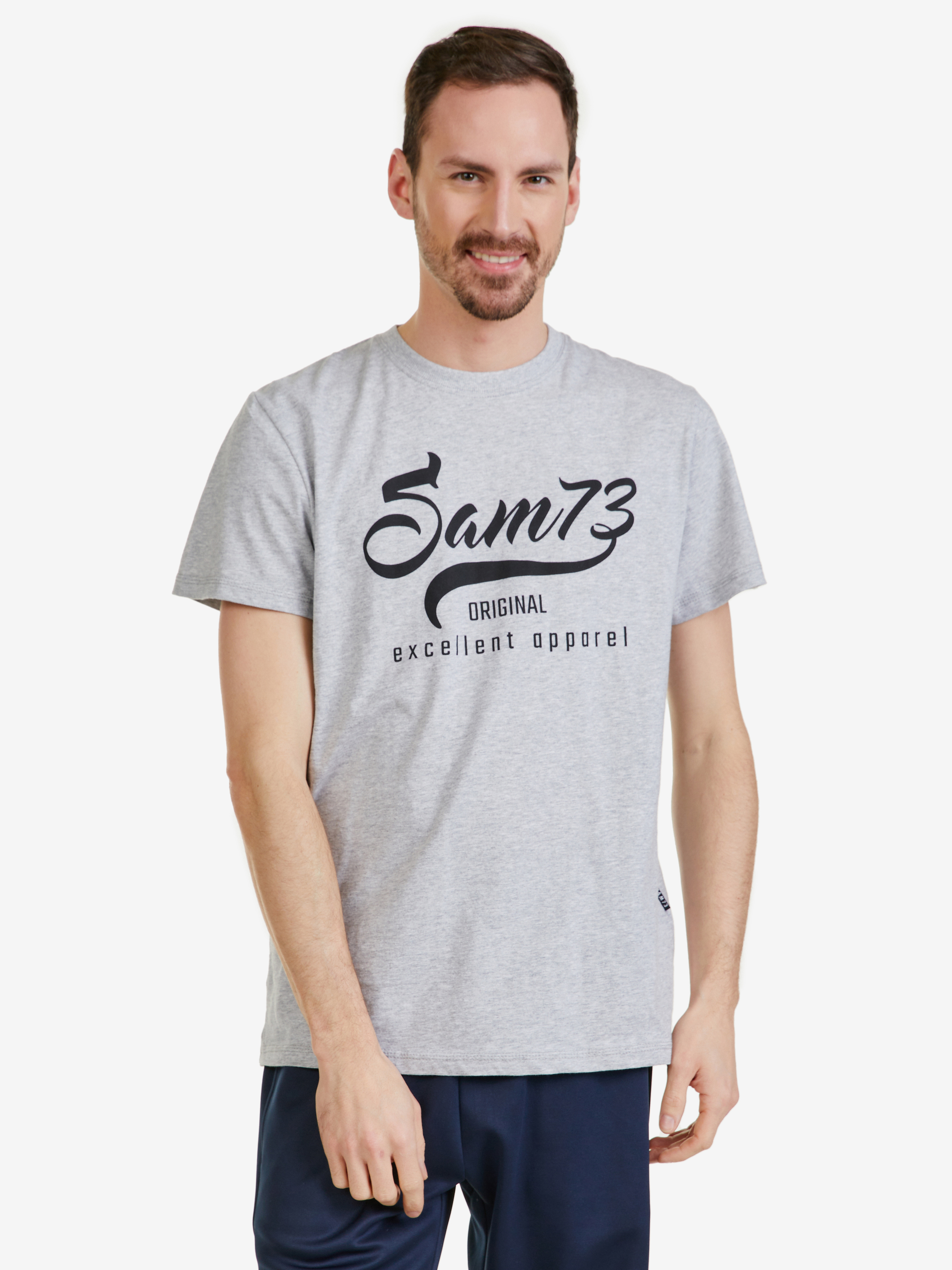 Šedé pánské žíhané tričko SAM 73 Calvin