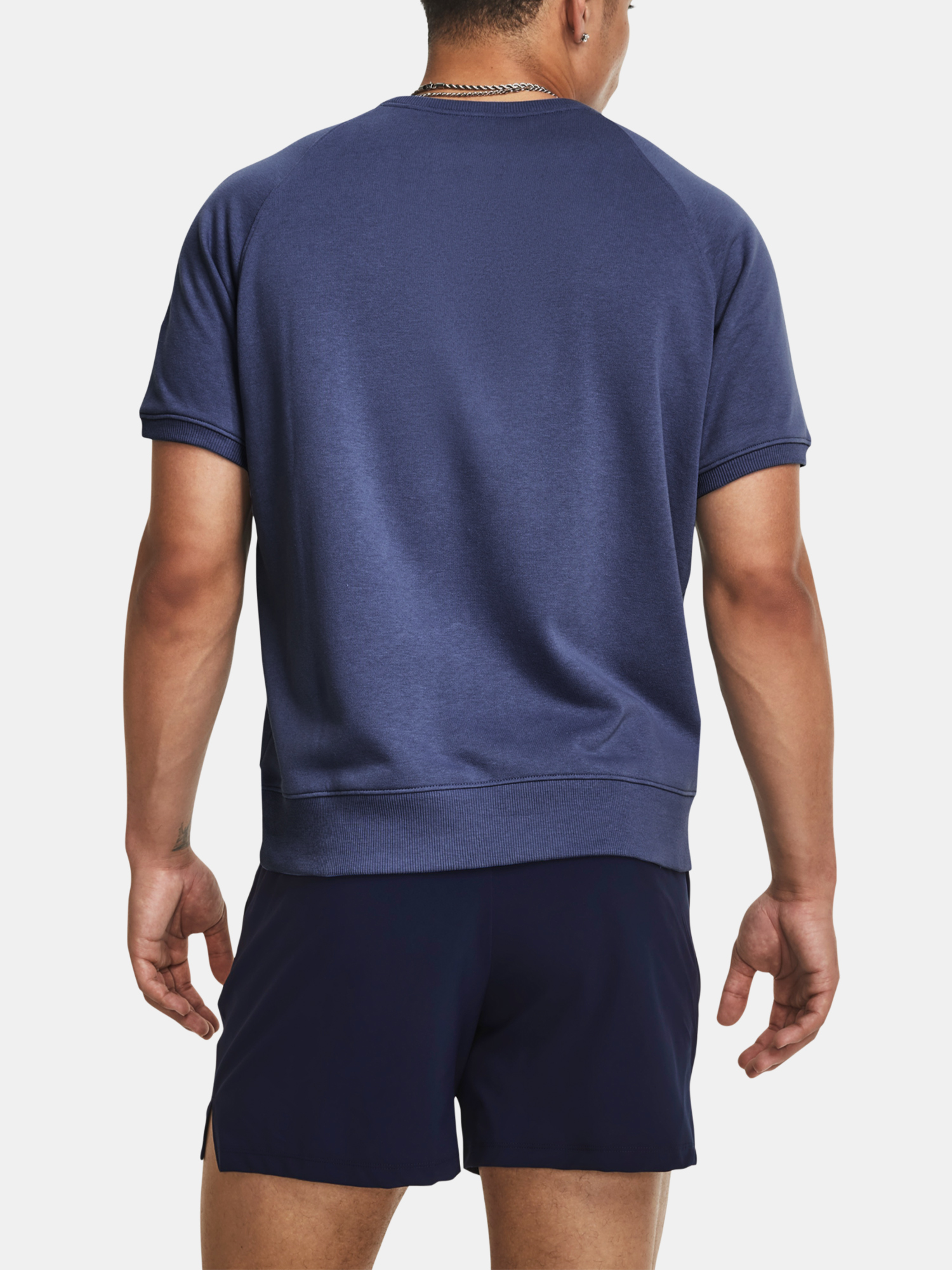 Tmavomodrá pánska športová mikina s krátkym rukávom Under Armour Pjt Rock Terry Gym Top