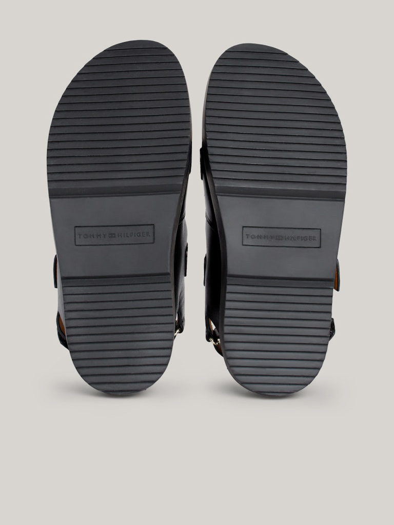 Black Women's Leather Sandals Tommy Hilfiger Hardware Sports