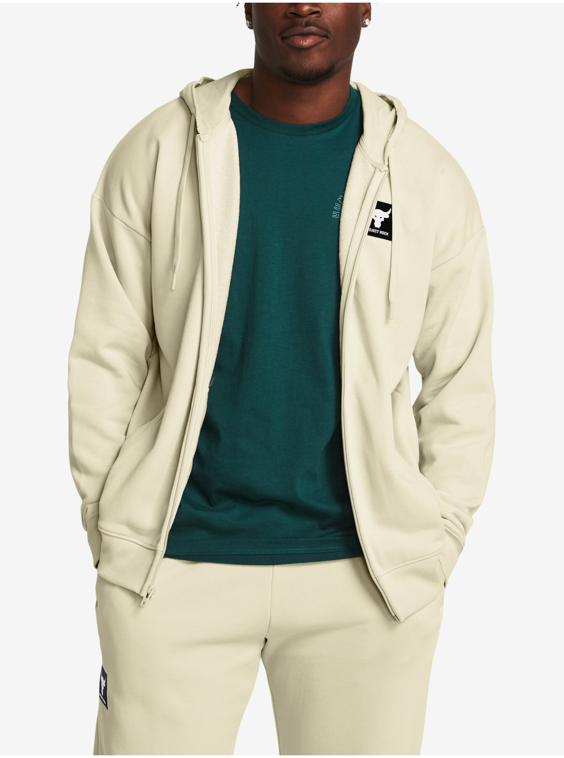 Světle hnědá mikina Under Armour Pjt Rock Hwt Terry FZ