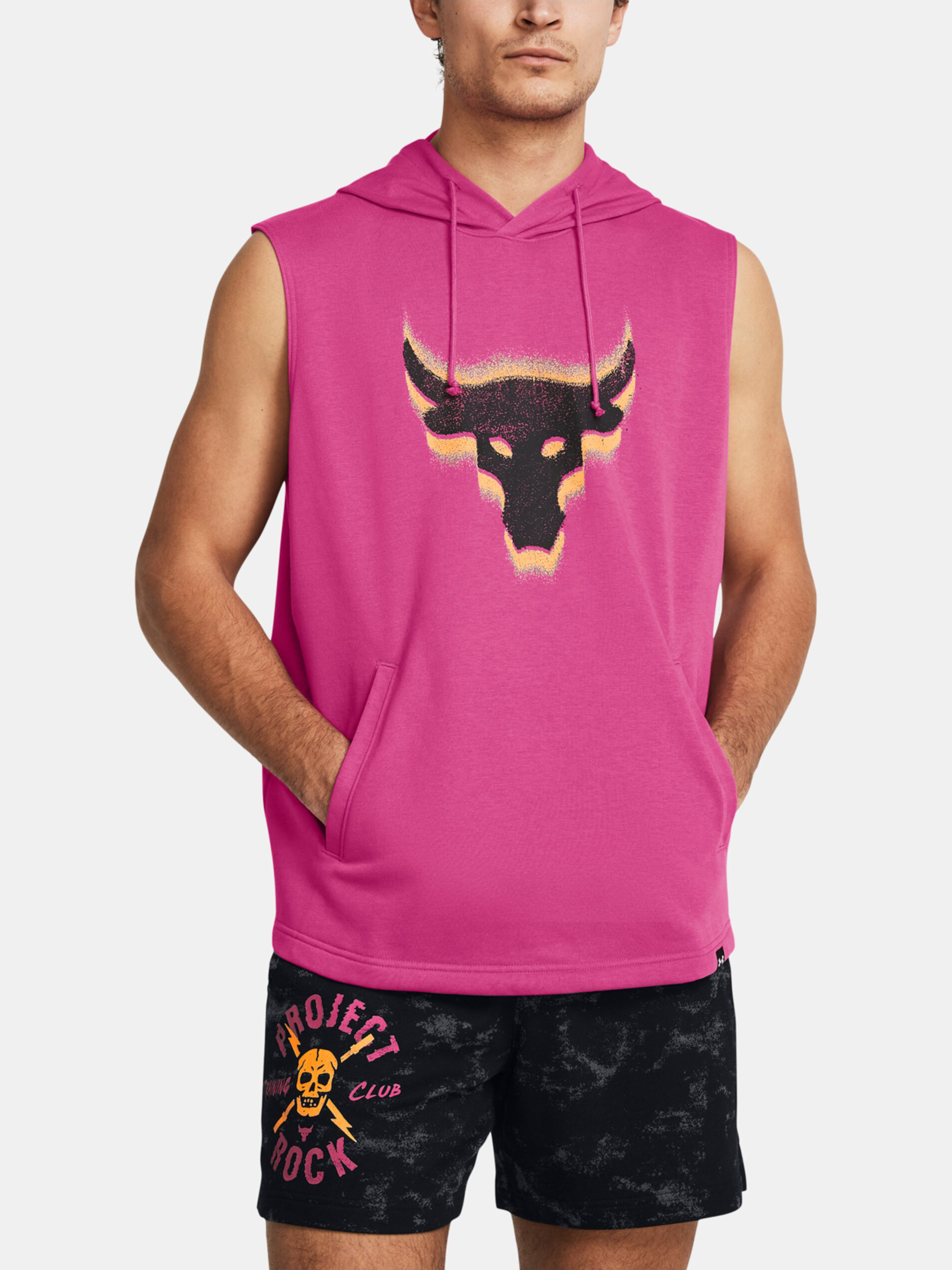 Pink Men's Under Armour Project Rock Fleece Payoff Sleeveless Sweatshirt