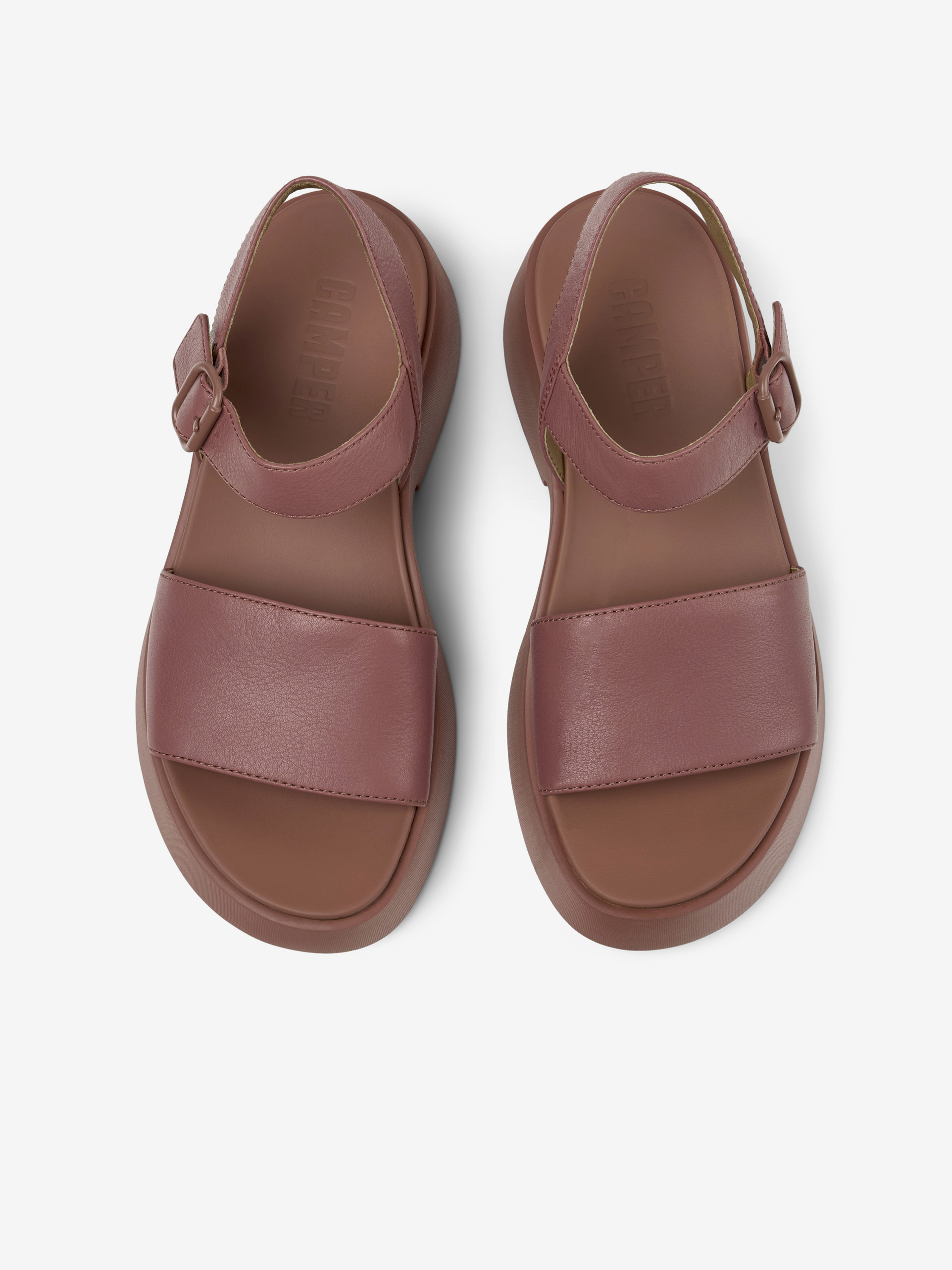 Brown-burgundy women&#039;s leather sandals Camper Tasha