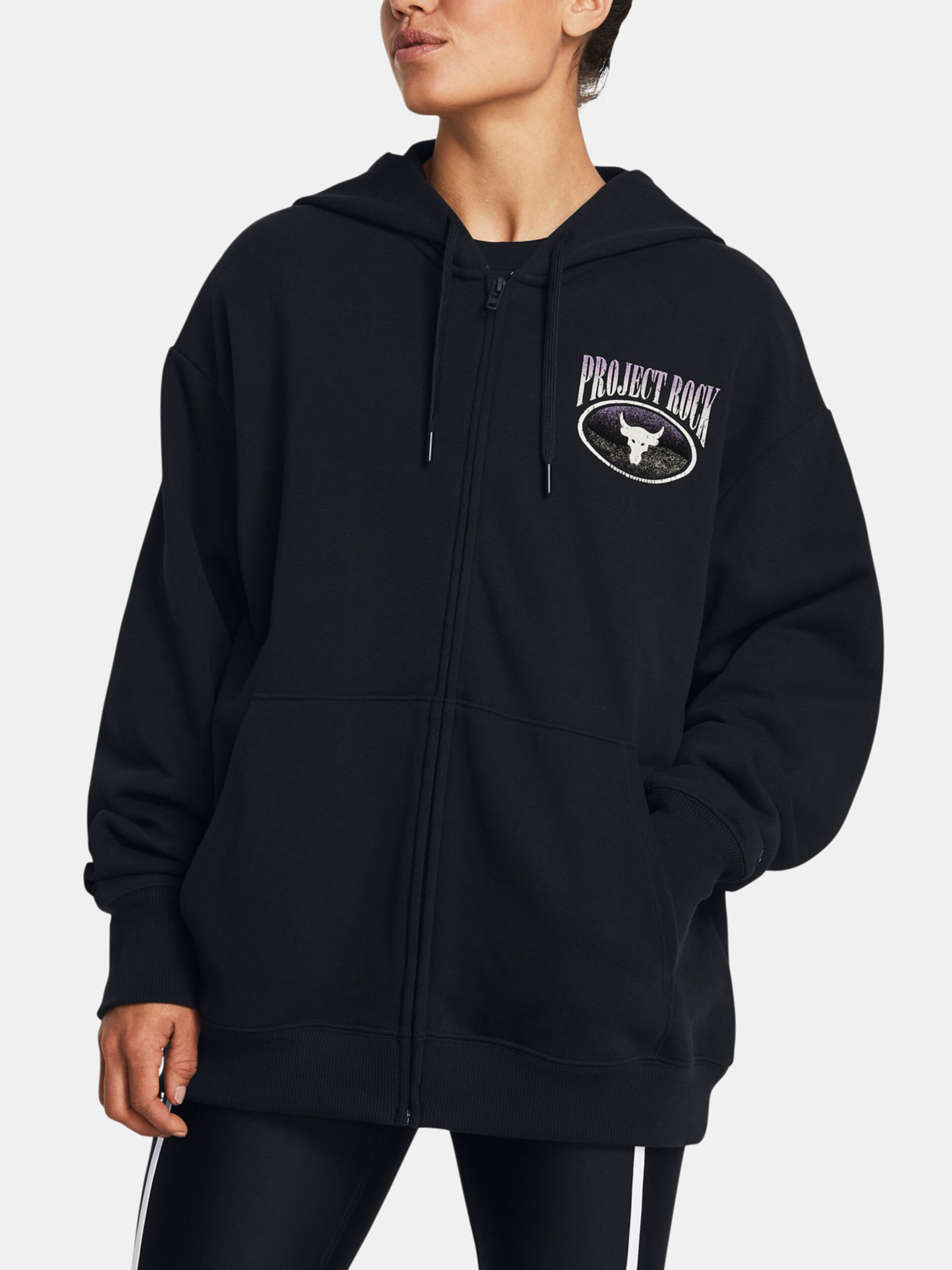Černá mikina Under Armour Pjt Rck HW Terry FZ OS Q1