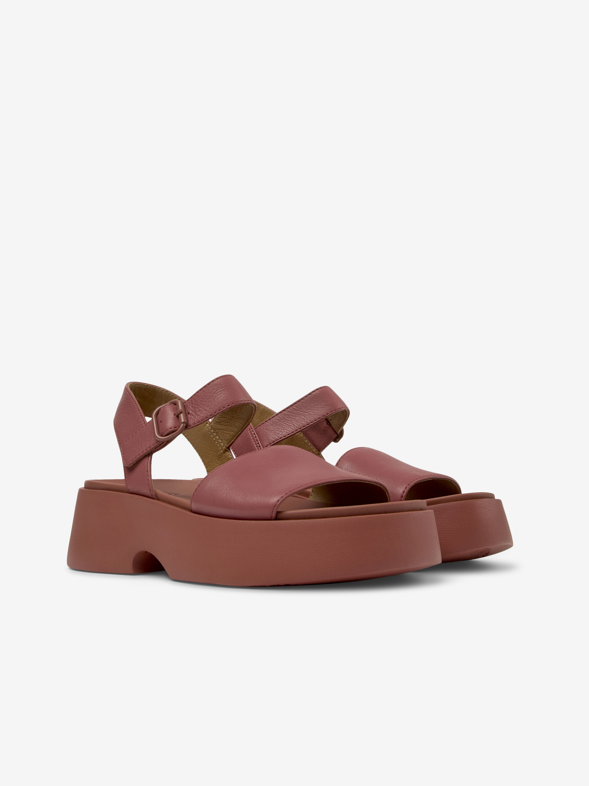 Brown-burgundy women&#039;s leather sandals Camper Tasha