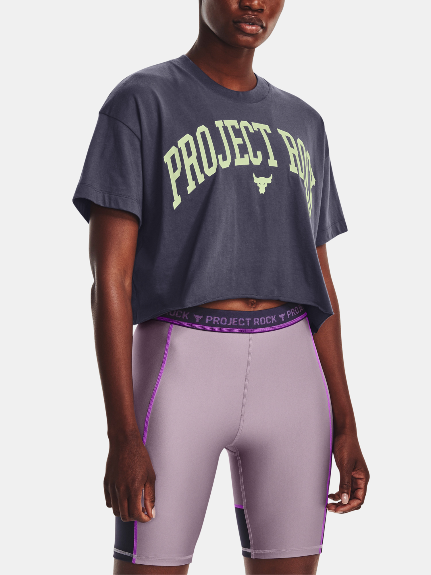 Under Armour Pjt Rck SS Crop tričko sivé