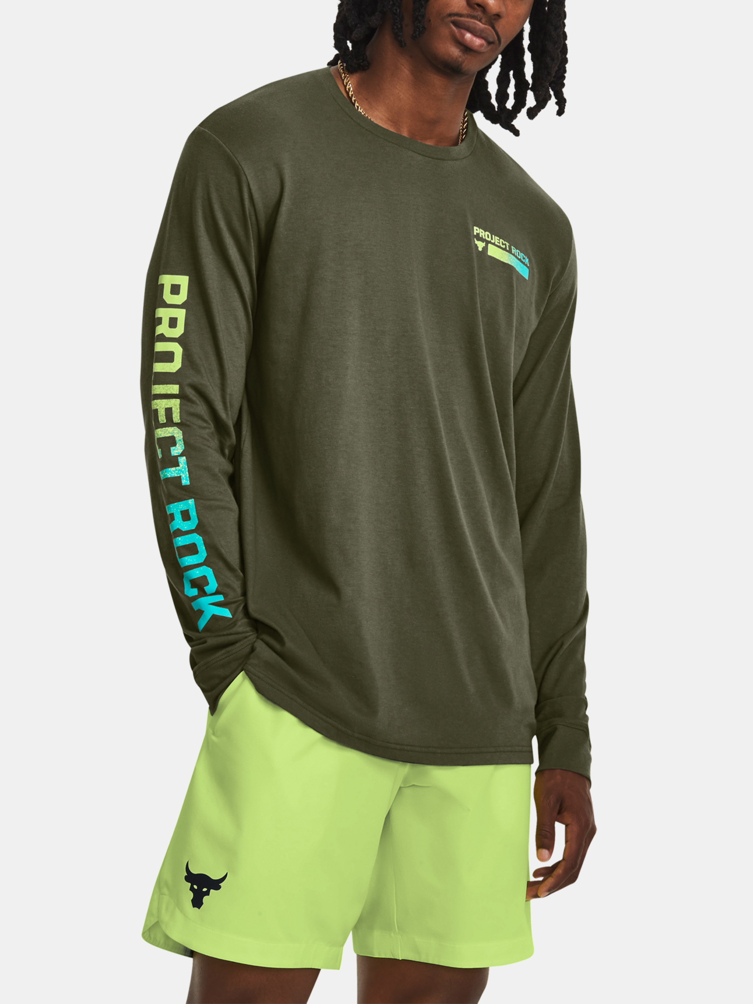 Khaki T-shirt Under Armour UA PJT ROCK BRAHMA LS