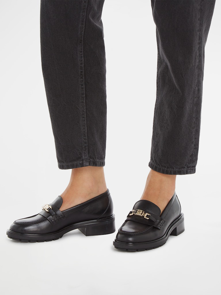 Black women's leather loafers Tommy Hilfiger