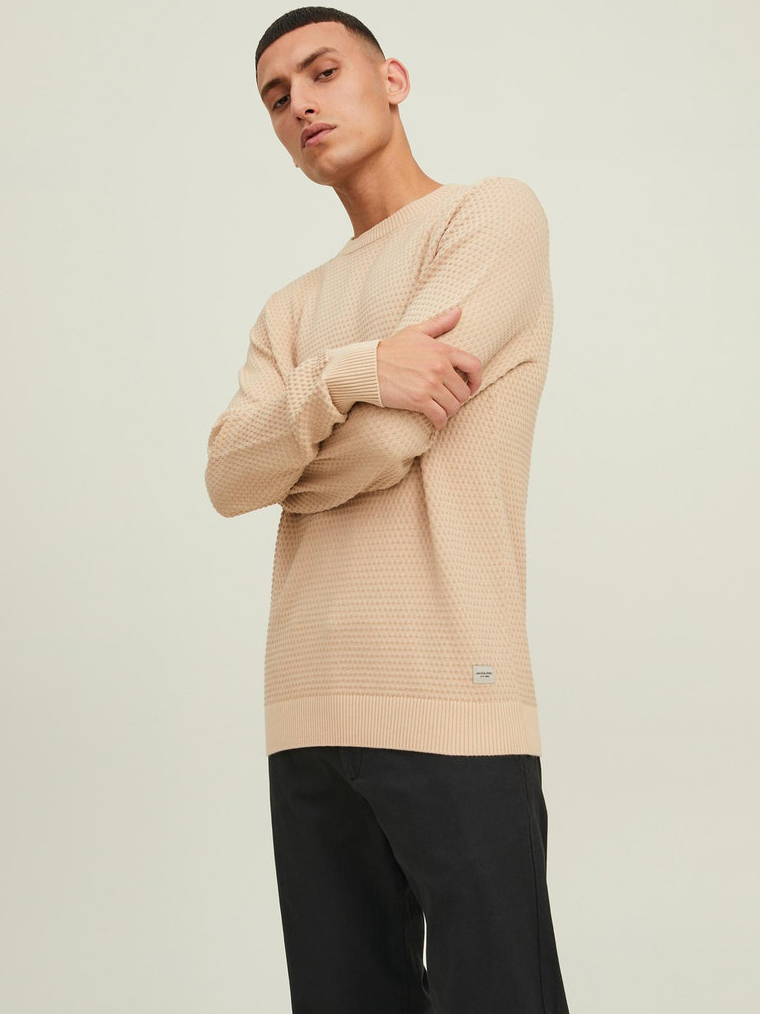 Jack & Jones JACK&JONES - JJEATLAS KNIT CREW NECK NOOS 12212816/BEIGE