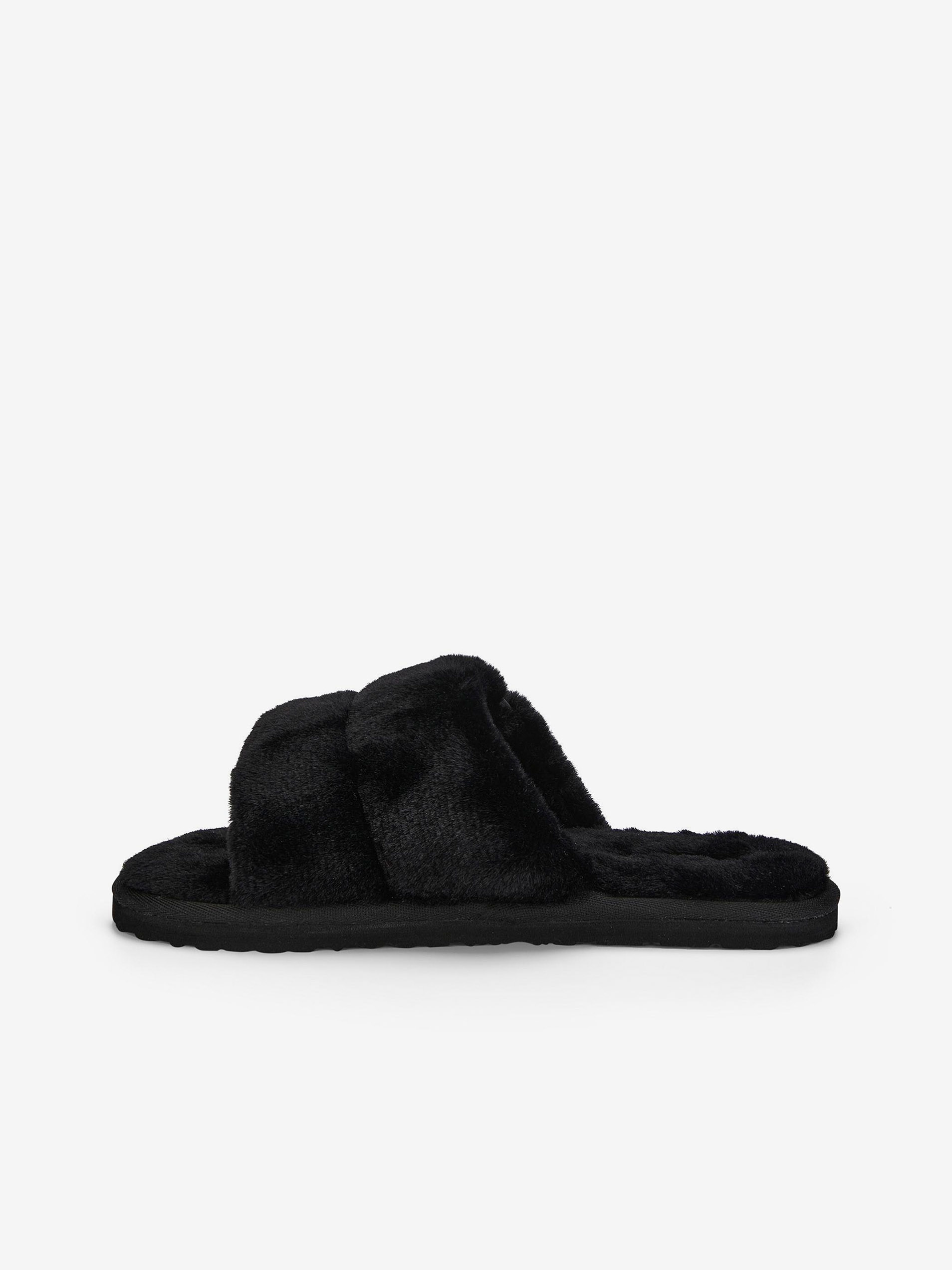 Černé dámské domácí pantofle z umělé kožešiny Puma Fluff