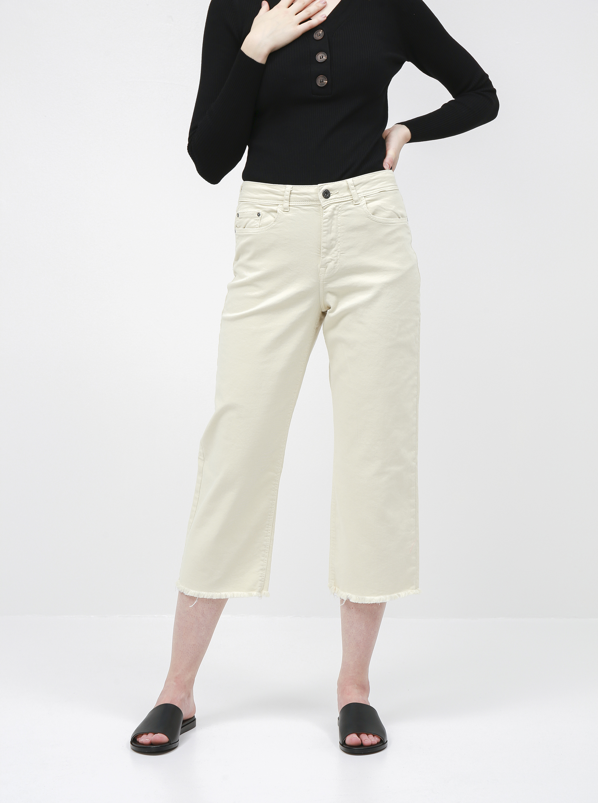 Creamy Shortened Straight Fit Jeans Jacqueline De Yong Tonia