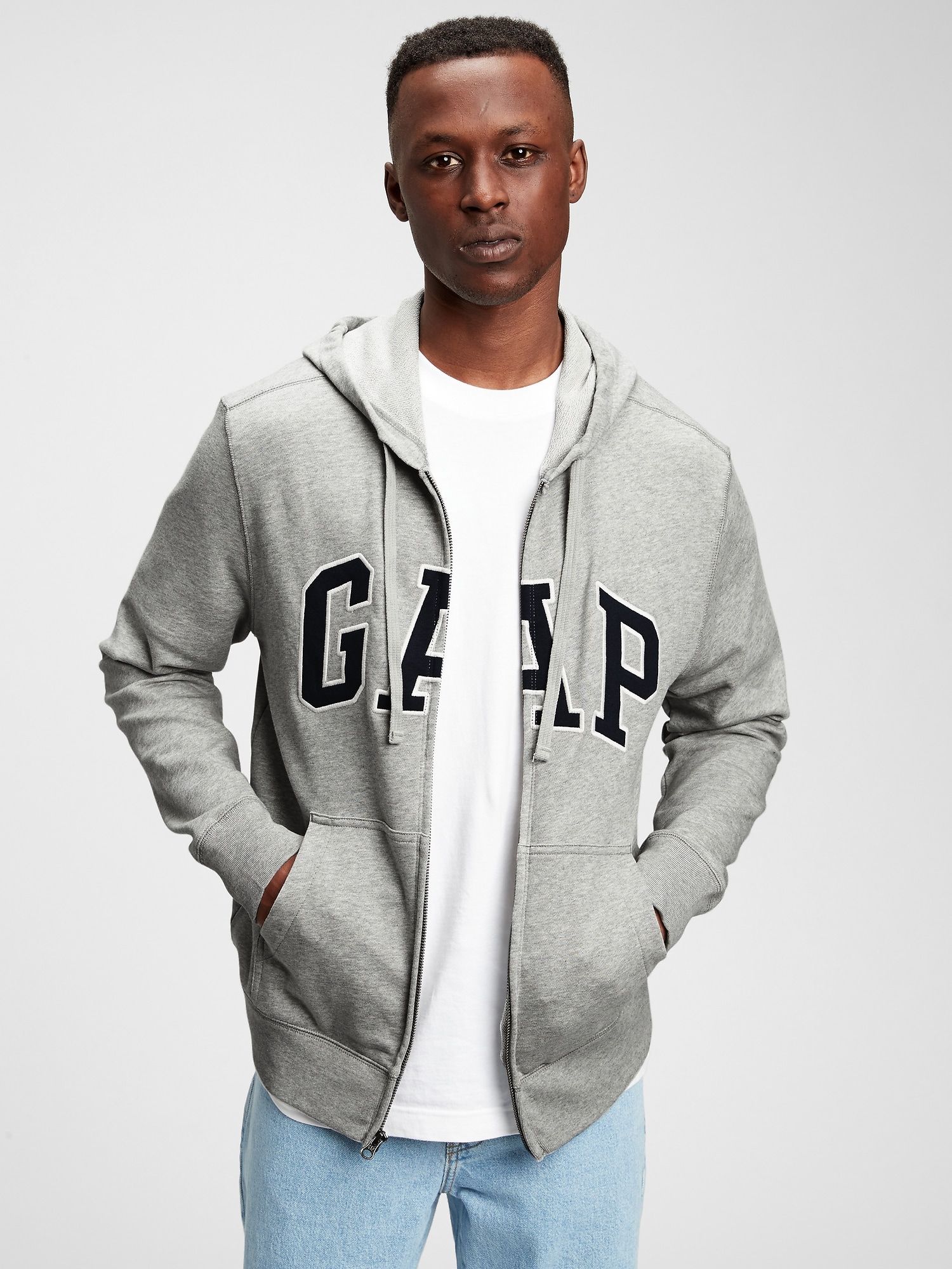 Grey Men's Sweatshirt GAP Logo Arch Hoodie