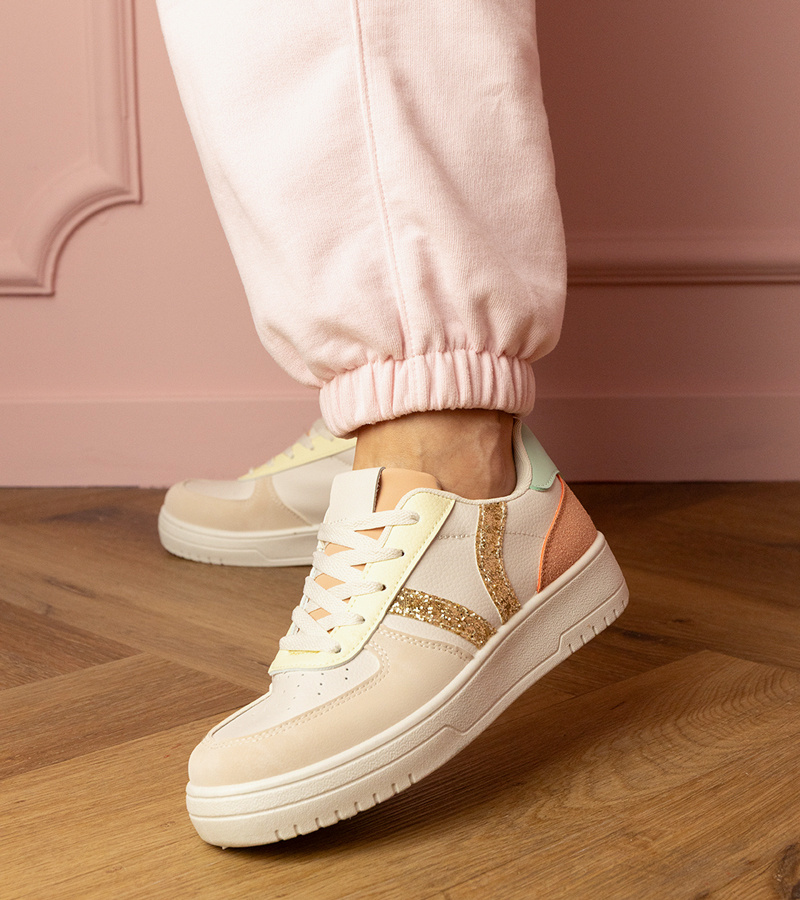 Gemre Adidași bej decorați cu sclipici Blona