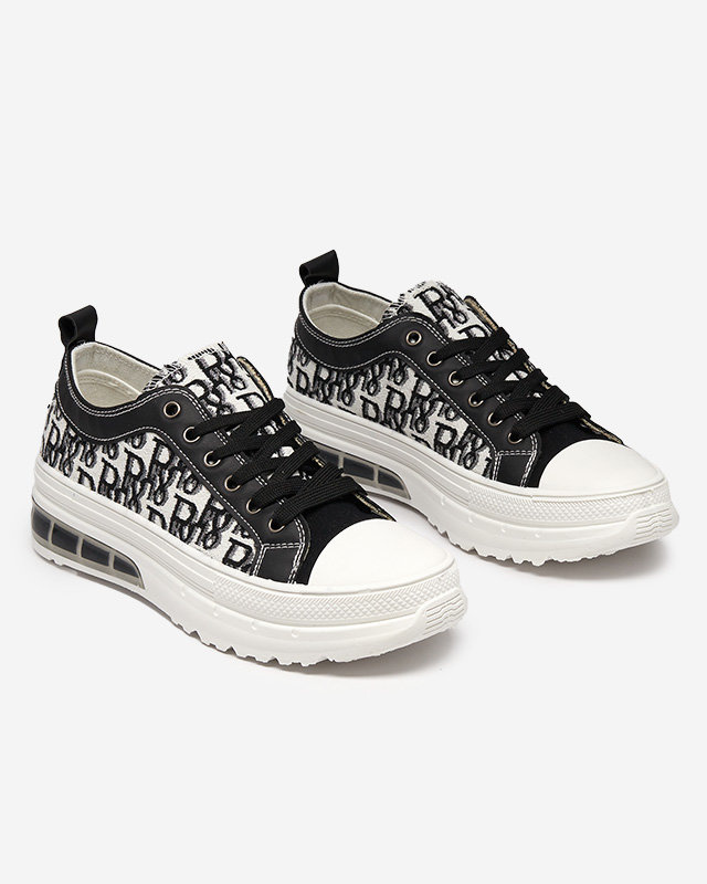 Resti Black patterned women's platform sneakers Neriwas - Footwear