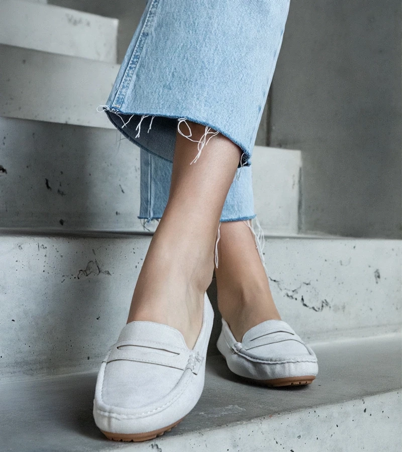 Gemre Mocasini gri din piele ecologică întoarsă Cellarengo