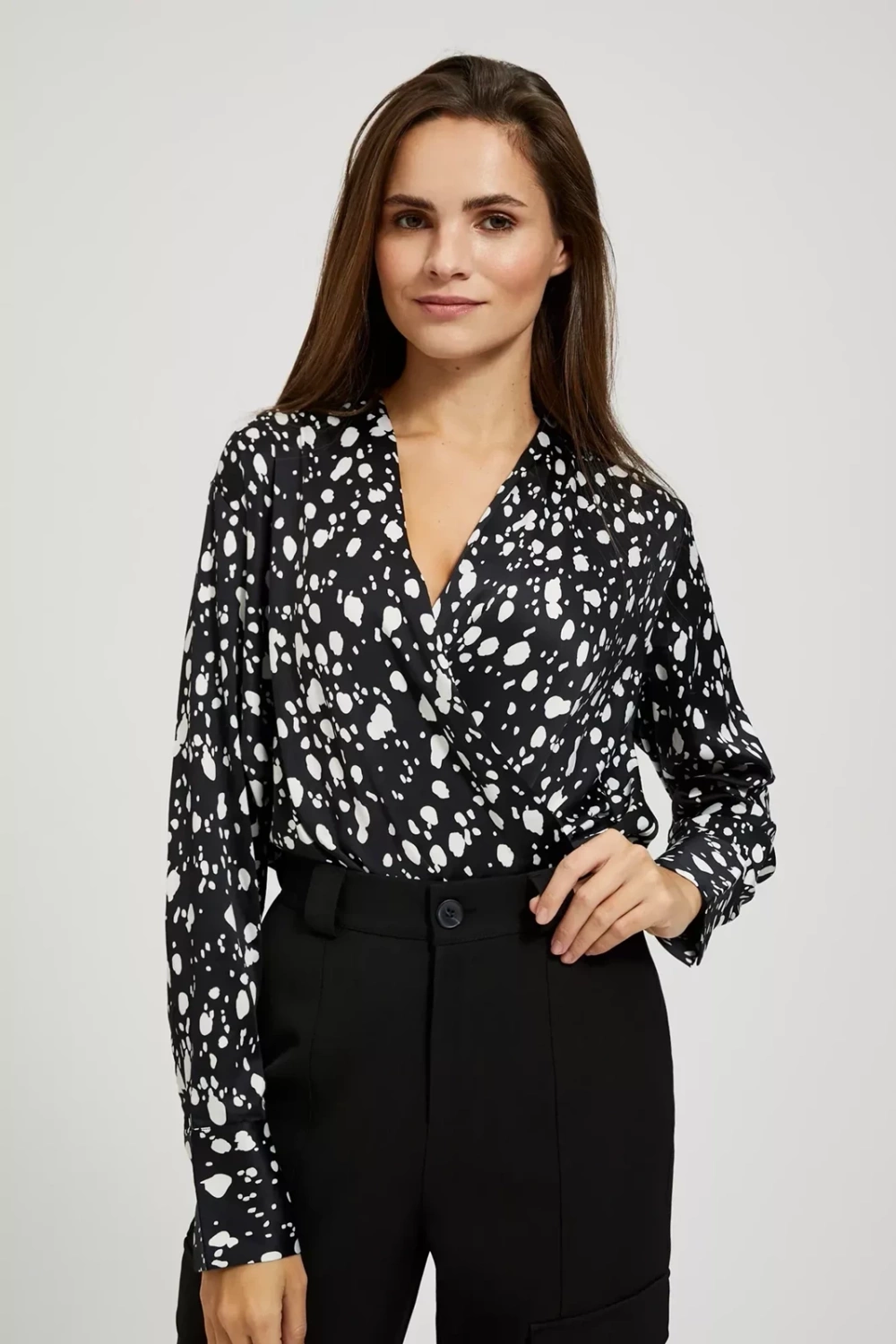 Marisse Black Envelope Neck Shirt