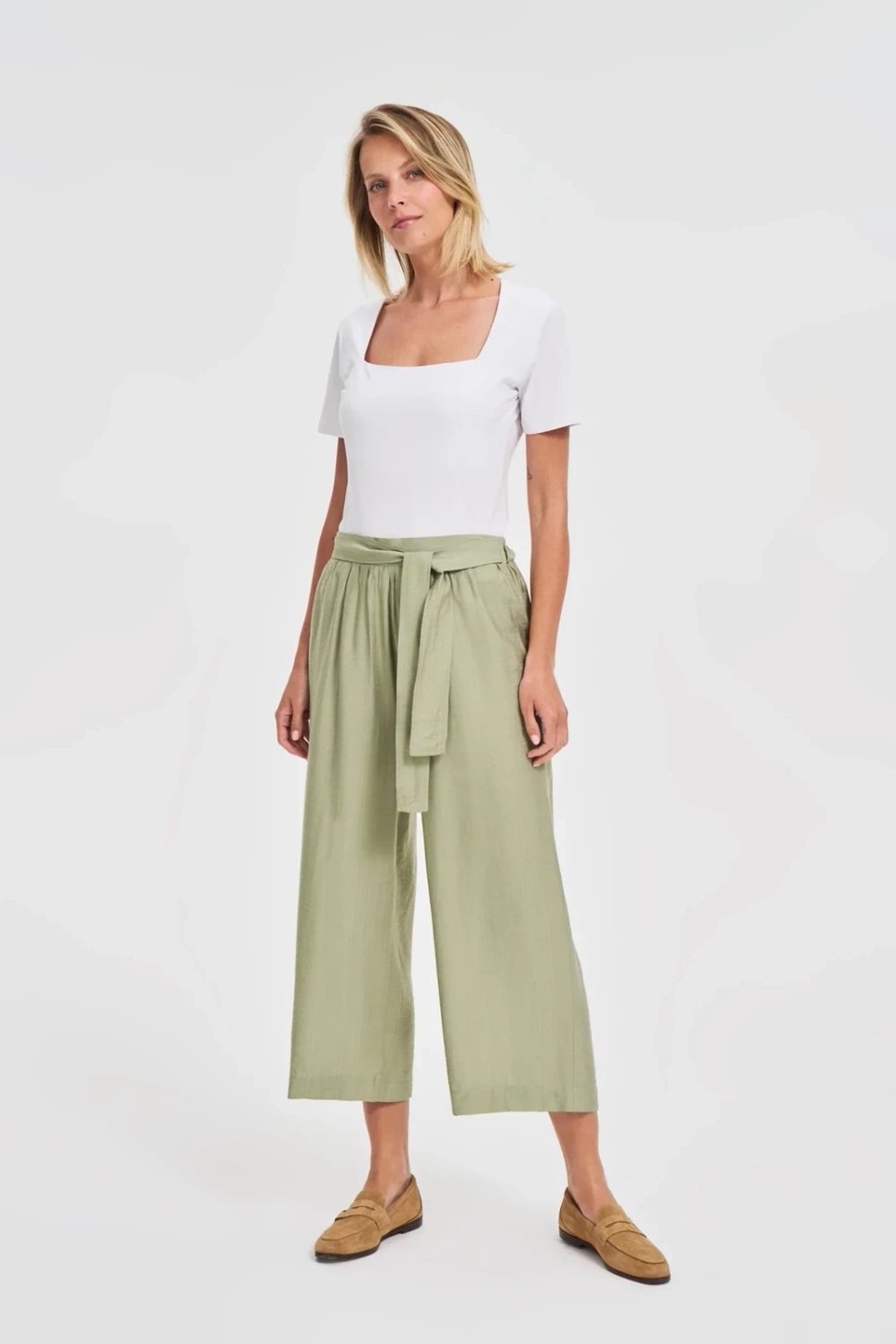 Marisse White Diamond Neckline Blouse