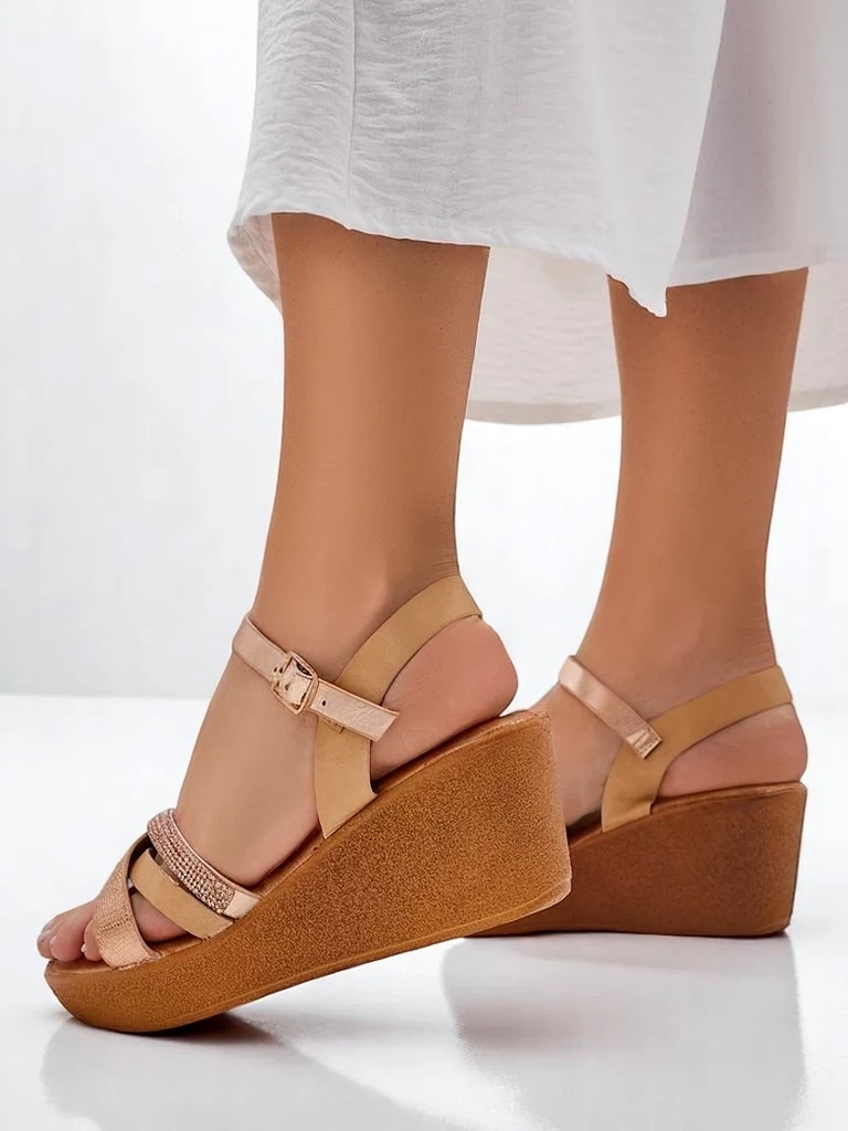 Resti Women's wedge sandals with rhinestones and glitter Glittera