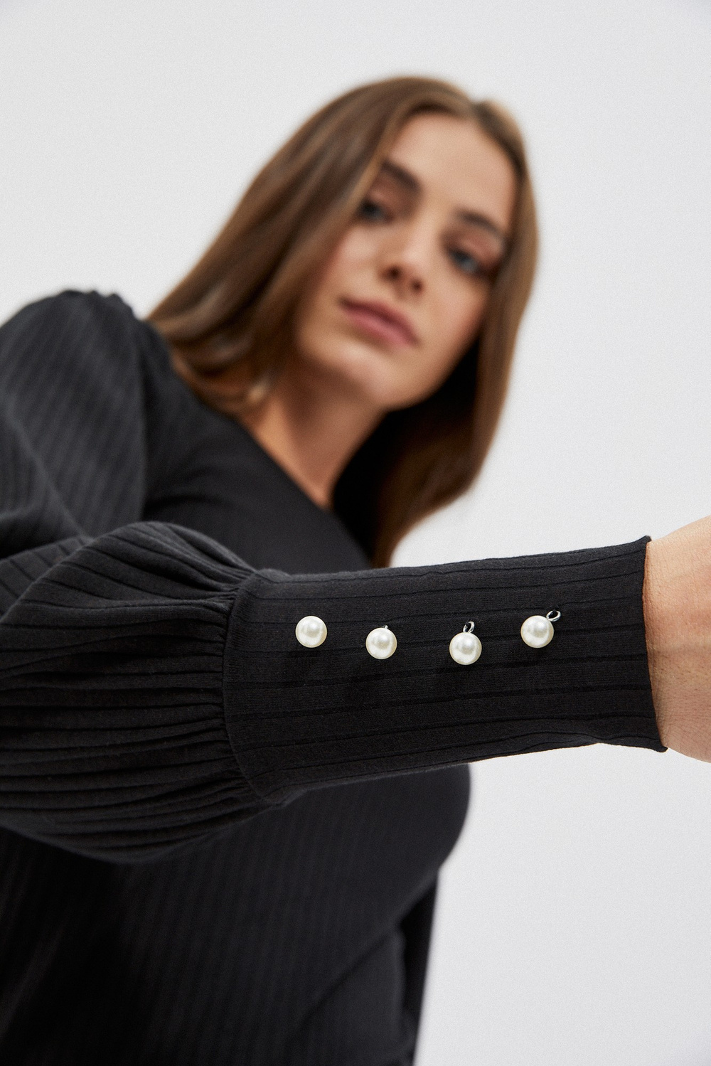 Blouse with half turtleneck