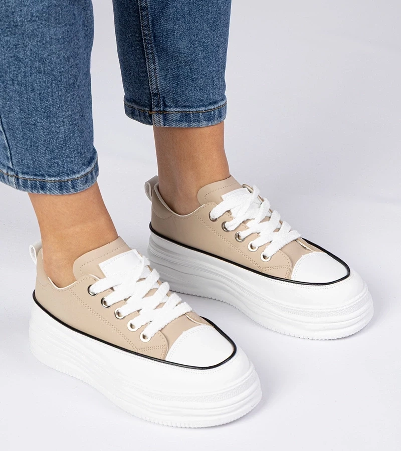 Gemre Adidași bej pentru femei cu talpă înaltă Selina