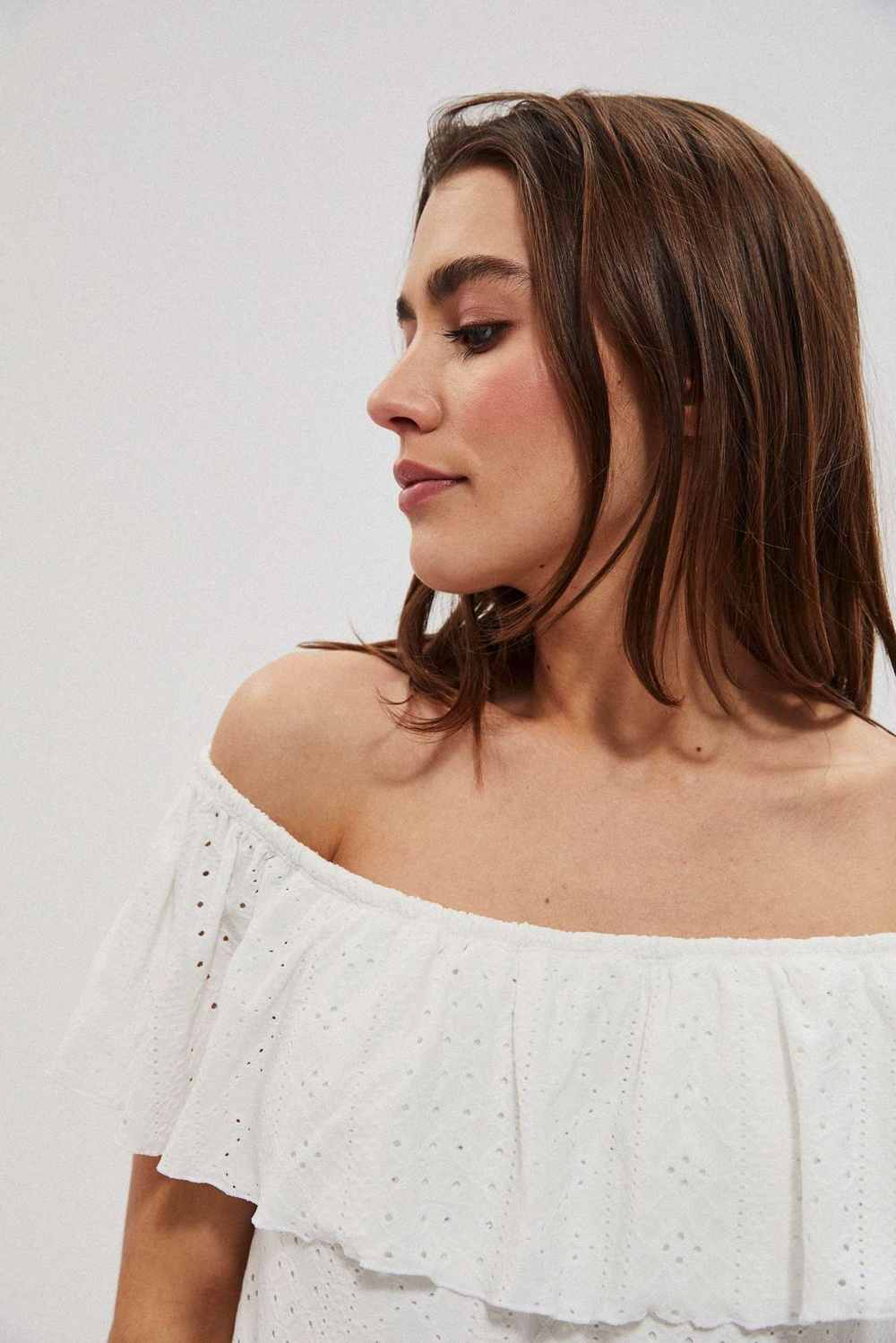 Marisse Openwork Dress With Bare Shoulders L-Su-3748 Off White