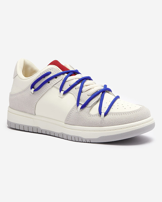 Resti White-gray women's sports sneakers with navy blue laces Olierinc - Footwear