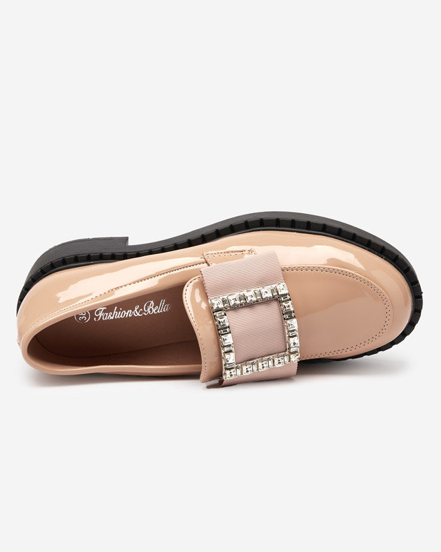 Resti Lacquered shoes with a buckle in nude color Fogim- Footwear